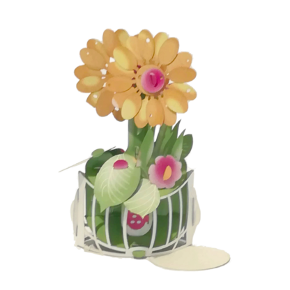 Yellow Bidden Flower Pop-up greeting card #15 - Image 6