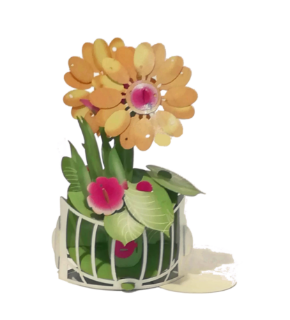 Yellow Bidden Flower Pop-up greeting card #15 - Image 7