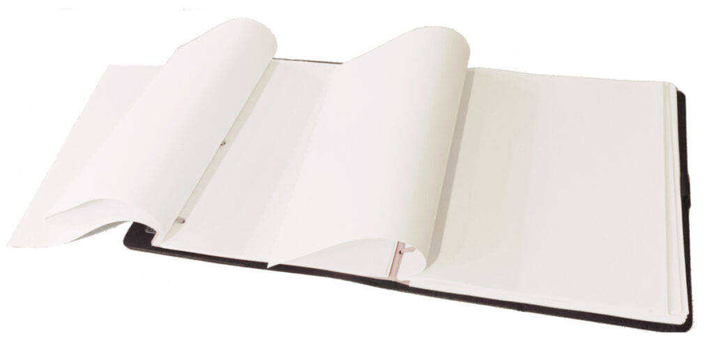 Ringless binder used in a folio cover to provide flat binding solution for a notebook