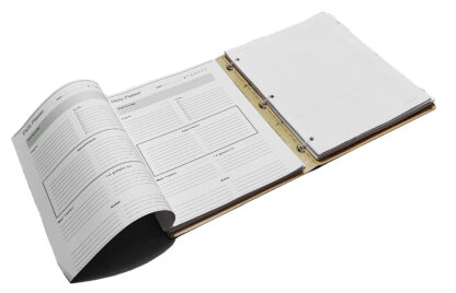 ringless binder with two sets of paperwork