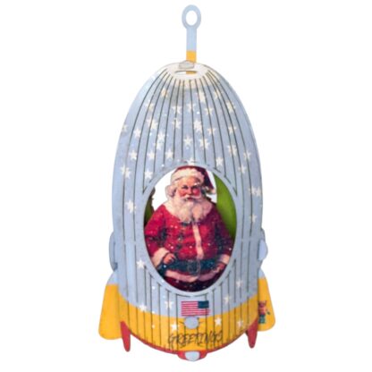 #70 Santa Rocket ship, Pop-up greeting card. - Image 6