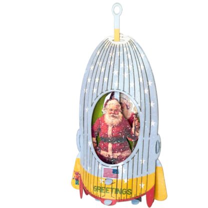 #70 Santa Rocket ship, Pop-up greeting card. - Image 7