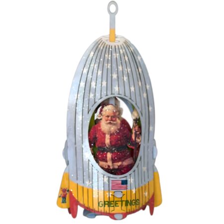 #70 Santa Rocket ship, Pop-up greeting card.