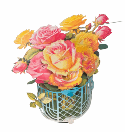 Blue basket Roses popup card. No.50 - Image 3
