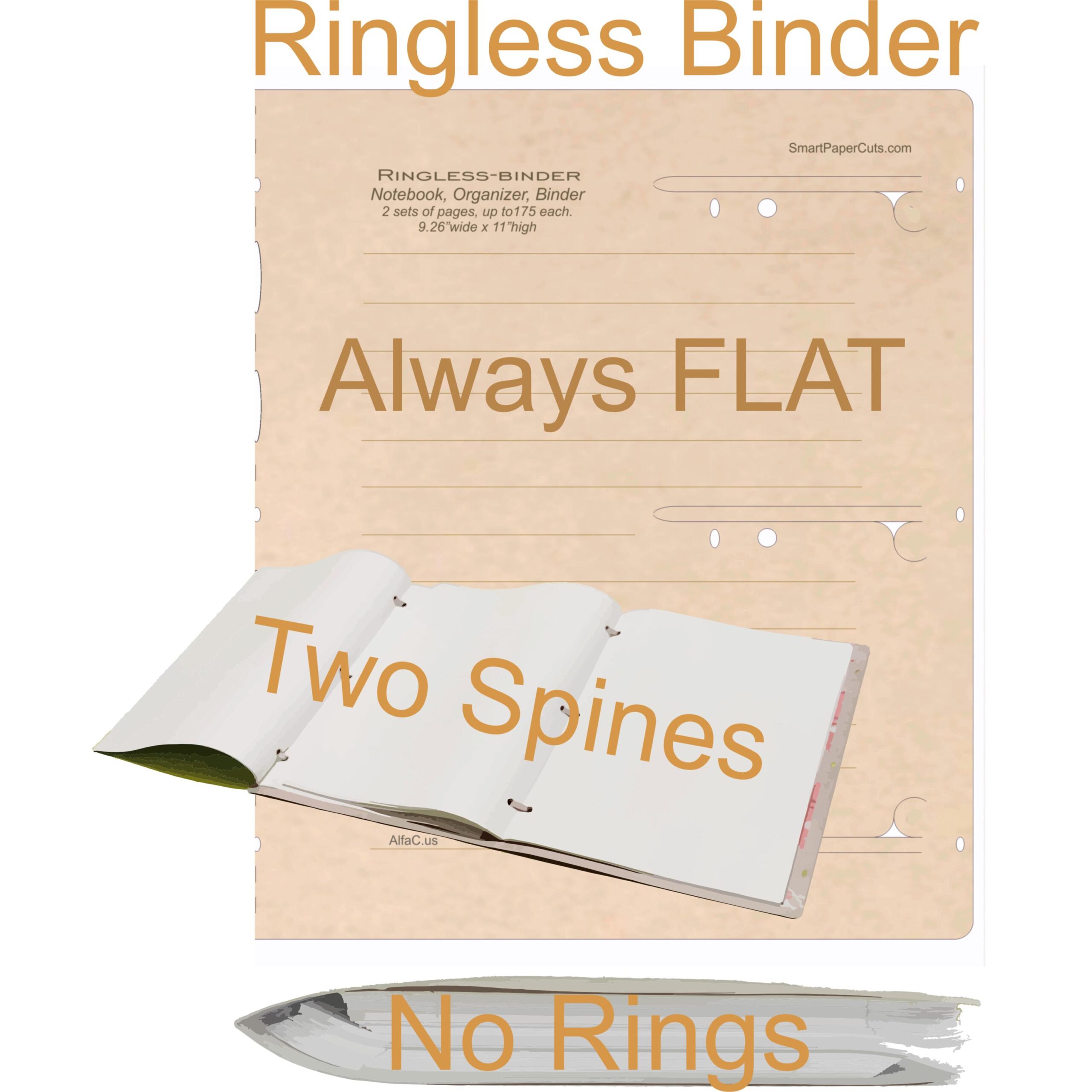 A4, Eco-Friendly ringless binder, Kraft Paper Finish No.18