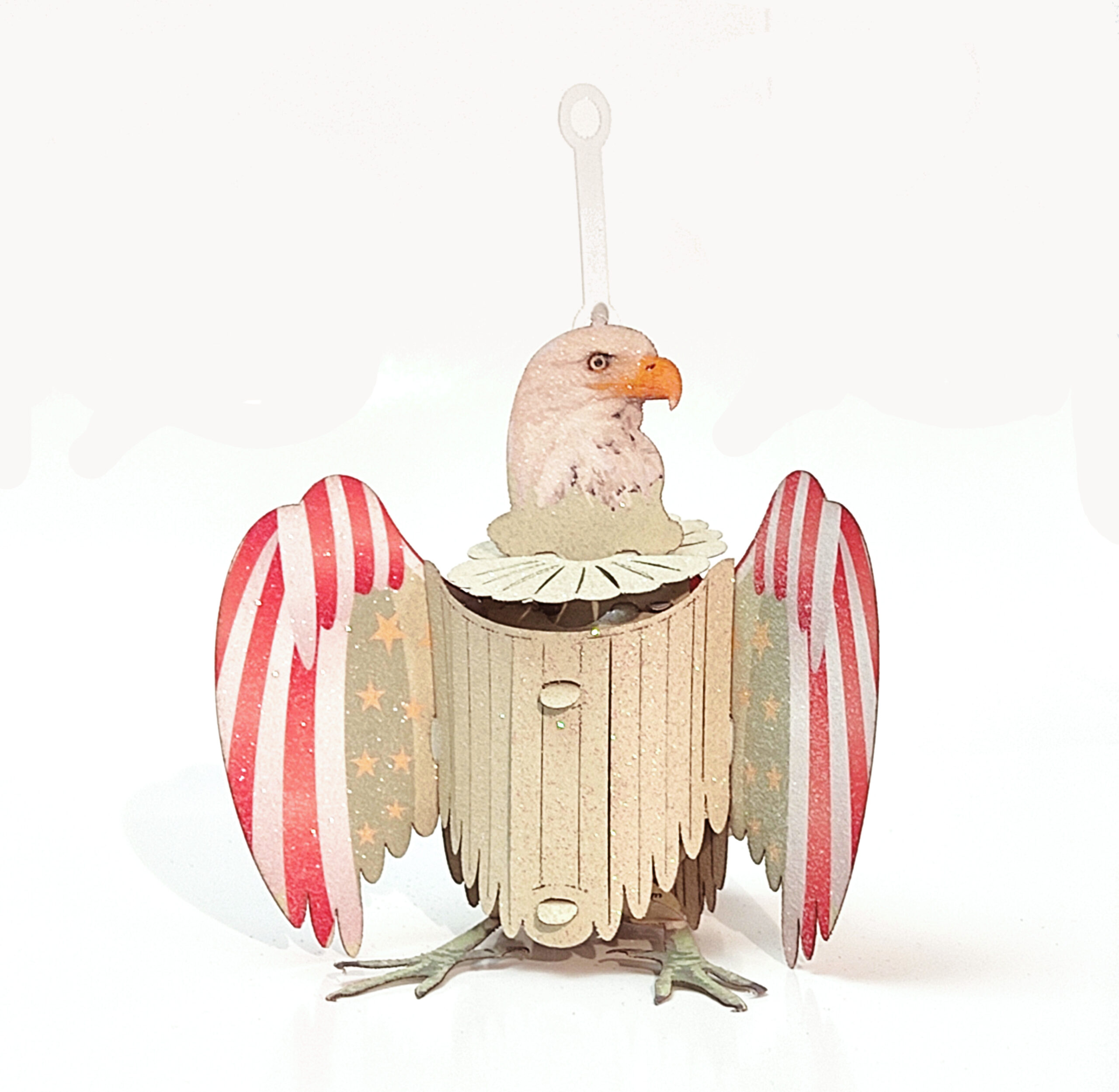 The White Eagle Christmas Ornament. Popup greeting card No. 41A