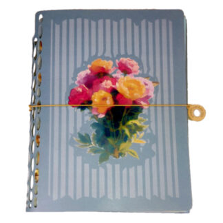 A5 Universal Ringless Binder for 3, 5 & 7 punched hole refills. Blue with Flowers #204